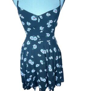 Empyre Black Floral Skater Dress Womens Small Spaghetti Strap Backless